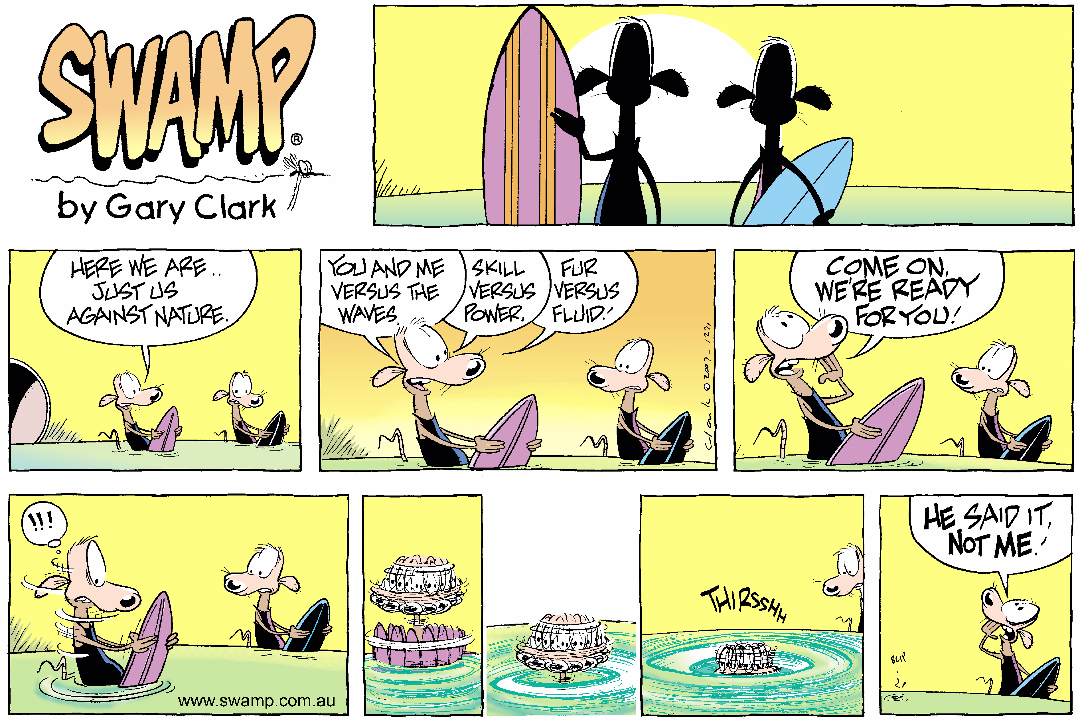 Ready for Surfing Colour Sunday Cartoon